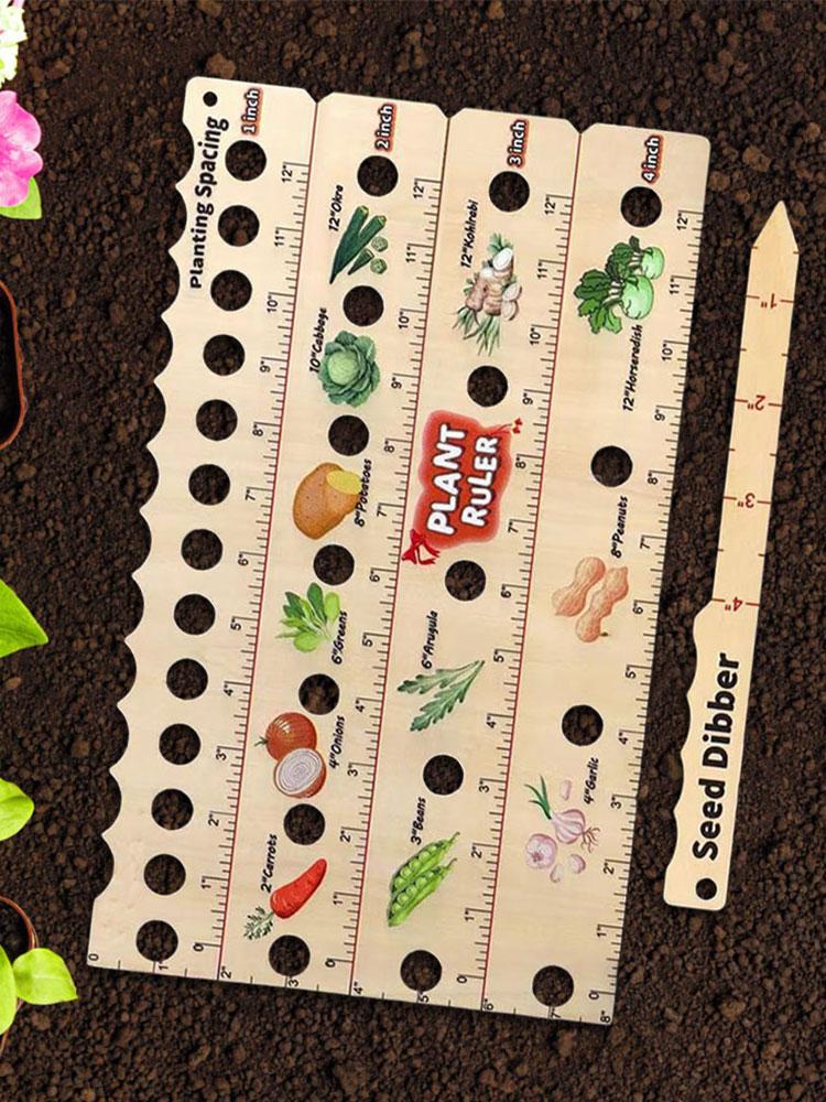 2/1pcs Wooden Garden Dibber Spacing Ruler Seed Spreaders Multifunctional Portable Seeder Sower with Plant Dibber Gardening Tools