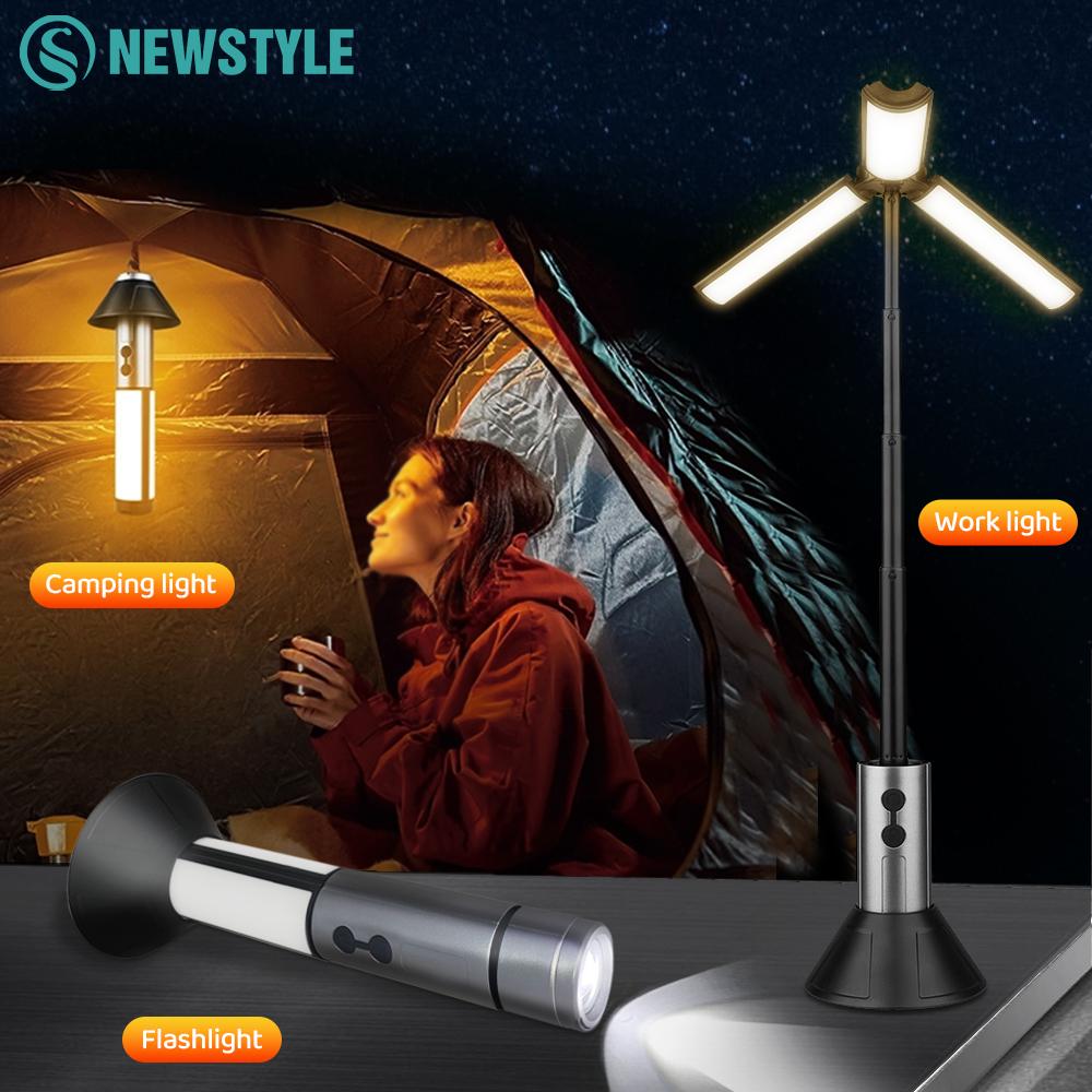 Telescopic Camping Lights Rechargeable 3000mAh Tent Lamp Portable Foldable Flashlight Outdoor LED Emergency Work Floodlight