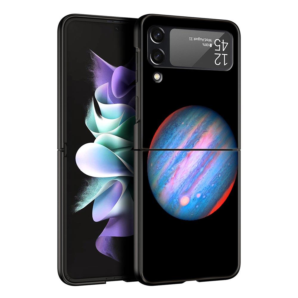 Husă pentru telefon Z Flip 4 pentru Samsung Galaxy Z Flip 3 5G ZFlip3 Flip3 zflip Flip4 Husă tare neagră pentru PC Estetică Space planet Shell