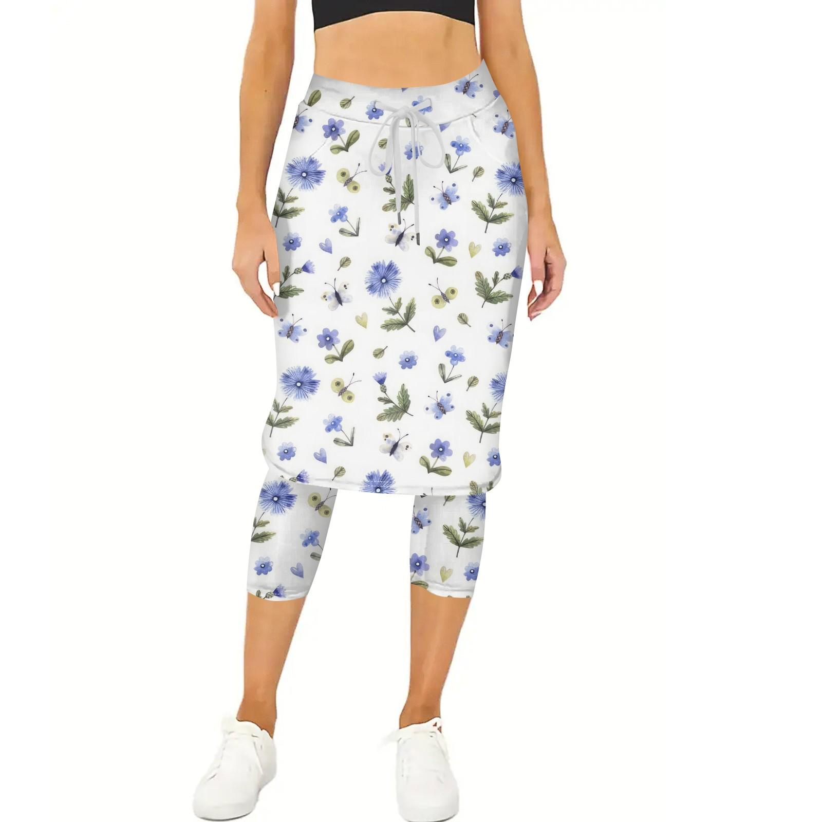 

Жіночі тенісні спідниці для гольфу Легінси зі спідницею для тренувань Штани для йоги зі спідницями Шорти з кишенями XL небо синє кольору