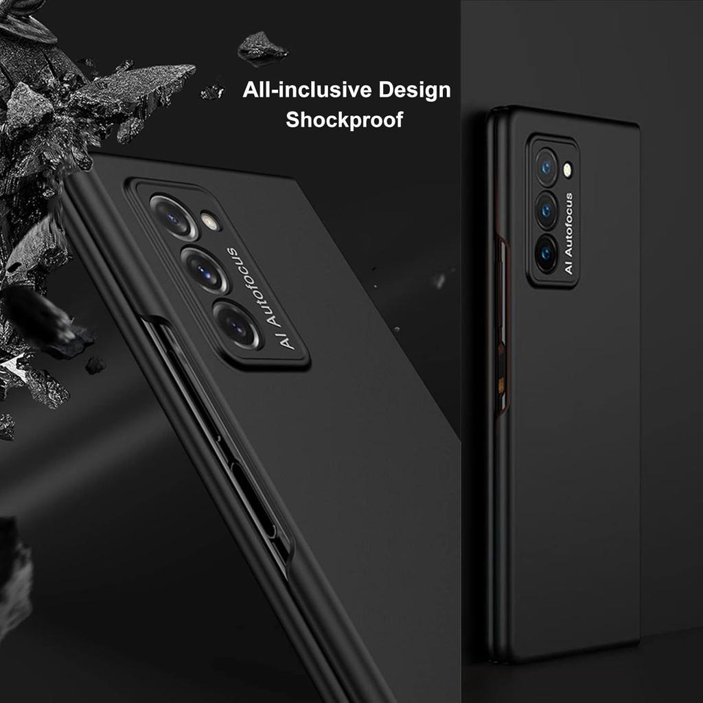 Case for Samsung Galaxy Z Fold 2 5G,Case with Glass Tempered Film,Ultra Thin Anti-Knock Combination Film Hard Matte Shockproof Protective Cover Shell