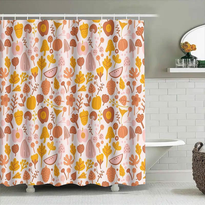 Floral Shower Curtain Botanical Pattern Waterproof Fabric Bathroom Decor Nature Theme Vintage Style Farmhouse Style Home Textile