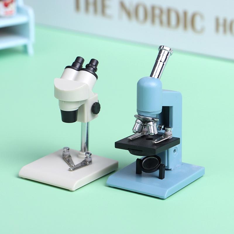 1Pc 1:12 Dollhouse Miniature Microscope Laboratory Equipment Model Experimental Scene Decor Toy
