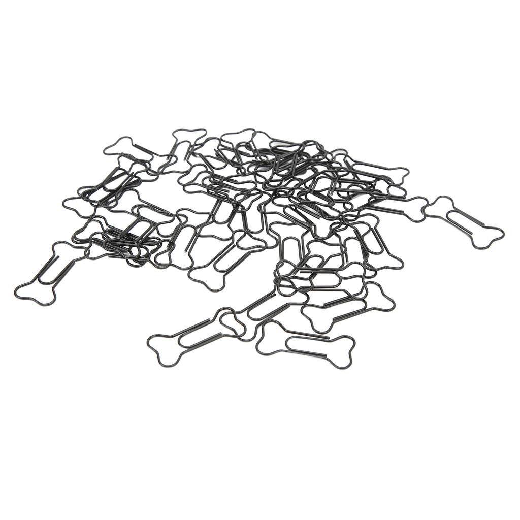 45 Stück Hundeknochenform Büroklammern Schwarz Leichtgewicht Notizbuch Dokumente Organisieren Draht Lesezeichenklammern