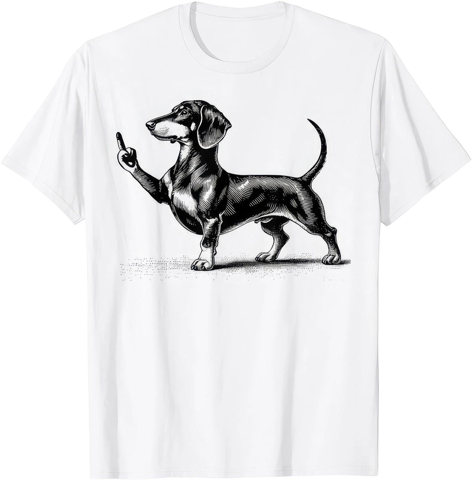 Funny Dachshund Middle Finger Meme Dog Graphic T Shirt Sarcastic Gift 2XL