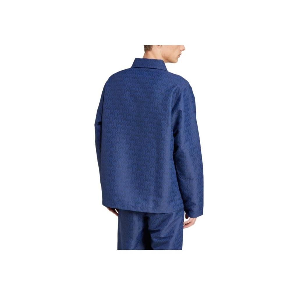 Adidas Originals 70S Fashion Print Comfortable Long Sleeve American Vintage Striped Polo Jacket Men Jacket Night-Indigo JN5959