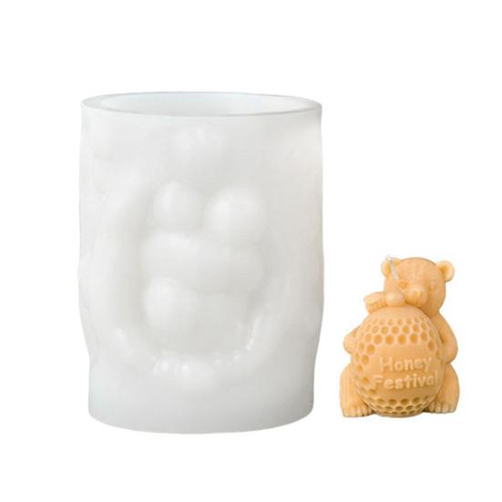 Bear Cylinder Candle Mold Cute Bear Animal Pillar Candle Silicone Mold for Soap Candle Making Resin Casting Aromatherapy Candles Wax Polymer Clay Home