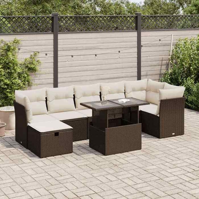 VidaXL Garden Lounge Set 8 Pcs with Brown Cushions Wicker 3327793