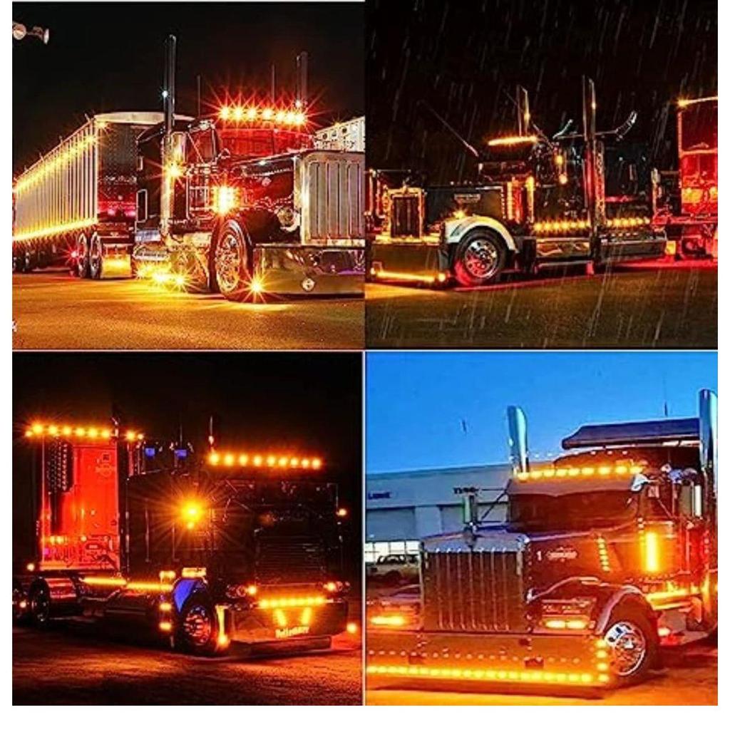 6PCS LED Trailer Marker Lights 24V Waterproof Amber Chicken Lights Universal Side Clearance Lamps for Semi Truck Freightliner Cargo