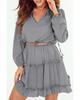 Azura Exchange V Neck Long Sleeve Ruffle Tiered Mini Dress