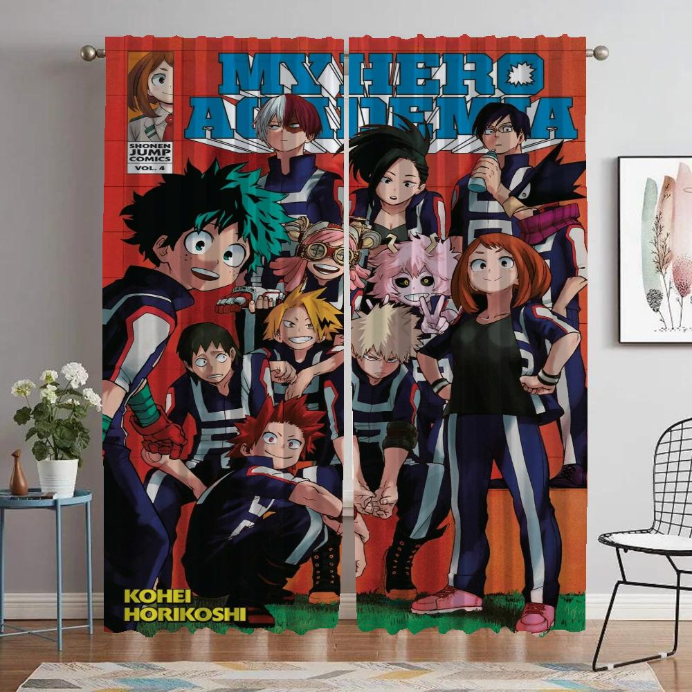 My Hero Academia Vorhänge für Wohnzimmer Vorhang für Zimmer 2 Paneele Raumteiler Halloween Dekoration Heimtextilien Vorhänge Küche