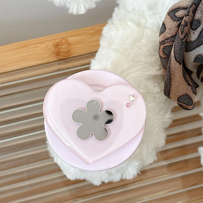 Koreanischer Stil Girly Magnetischer Handyhalter mit Blumenspiegel und Magsafe-Ring Geschenk