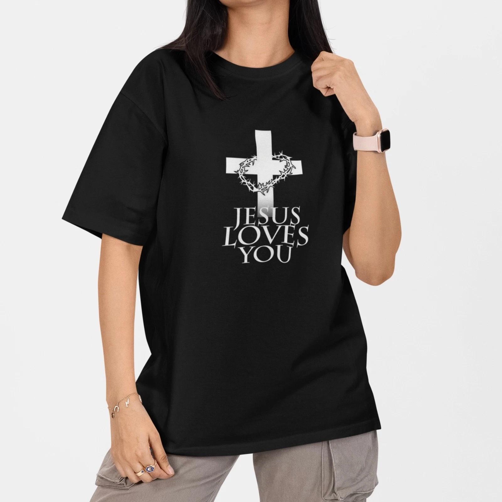 Jesus Loves You Cross Christian T Shirt Faith Gospel Graphic Tee Unisex Cotton XXXL