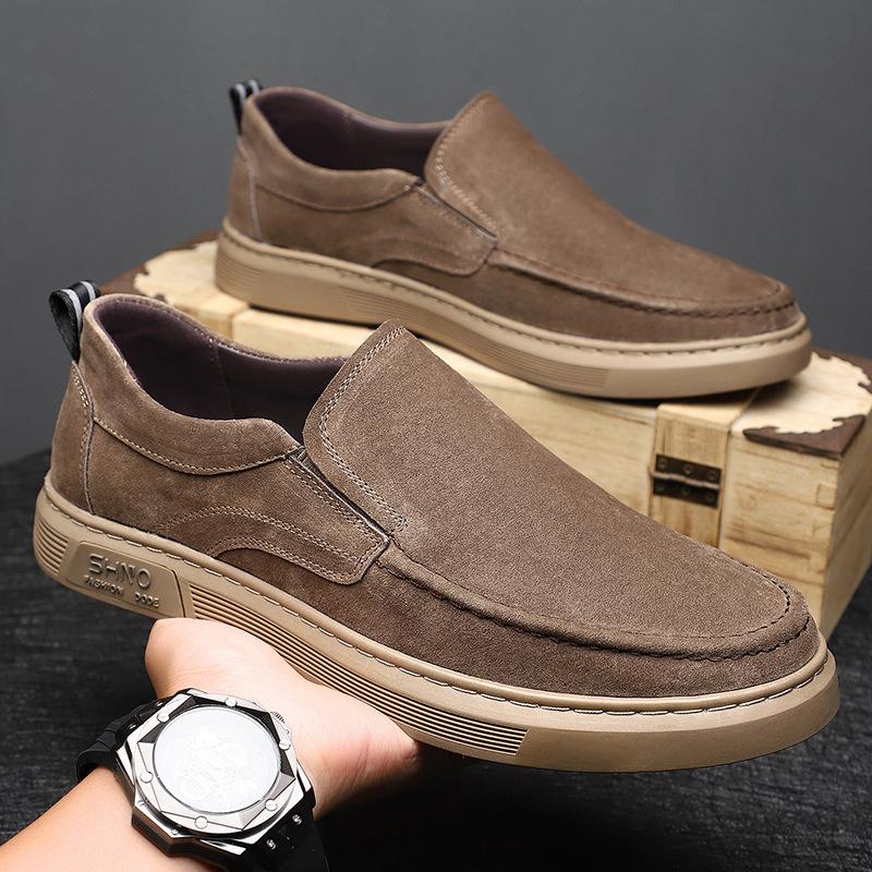 Autumn New Shoes for Men Genuine Leather Casual Shoes Simple Flat Skateboard Shoes Fashion Slip-on Loafers