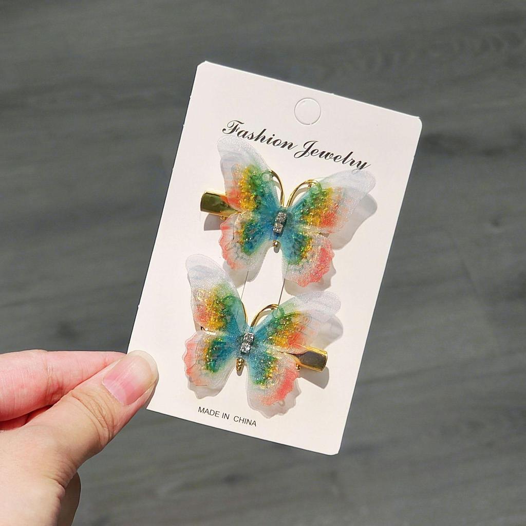 Gradient Butterfly Hairpin for Children - Cute Mesh and Alloy Duckbill Clip, Perfect for Hanfu and Fairy Styles