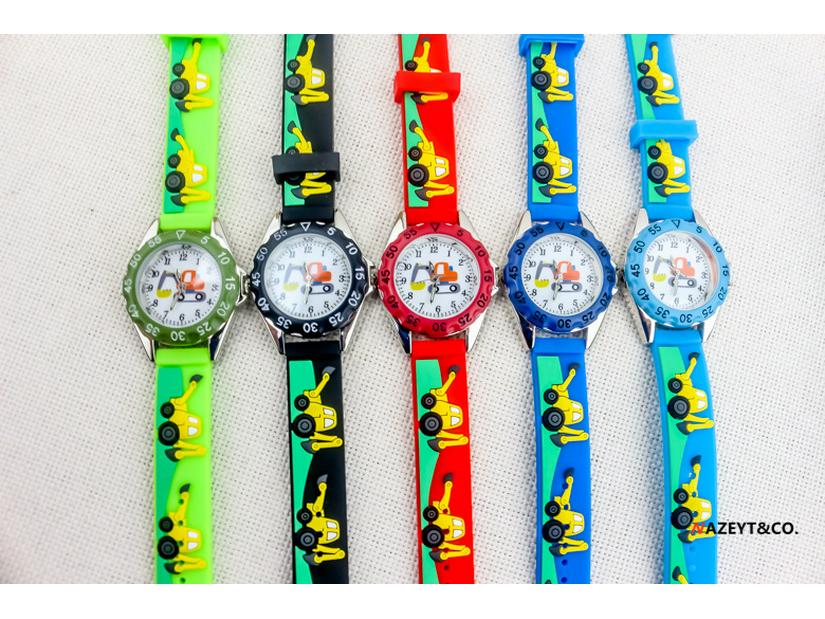 3D Cartoon Excavator Quartz Digital Watch for Kids