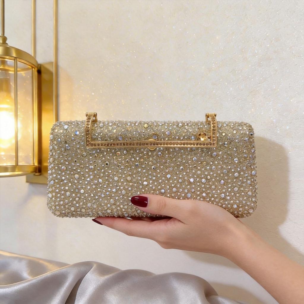 Fashion Wool Diamond Handbag Women's 2026 Spring New Fashion Exquisite Dinner Bag Shoulder Messenger Bag Bag