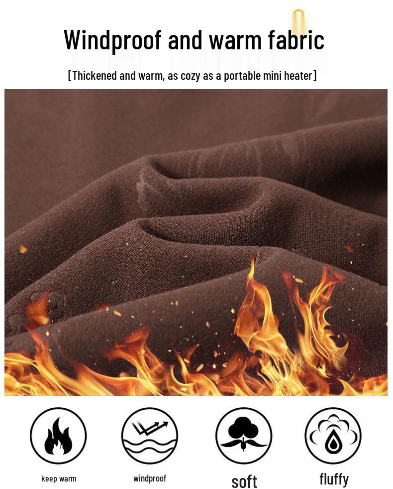 Plus-Size Men's High-End Fleece Half-Zip Stand Collar Long Sleeve Warm Winter Base Layer Shirt