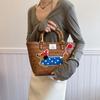 Large Capacity Dachshund Handwoven Bag Vegetable Basket Rattan Handbag Work Sundries Small Bag Picnic Women's Bag