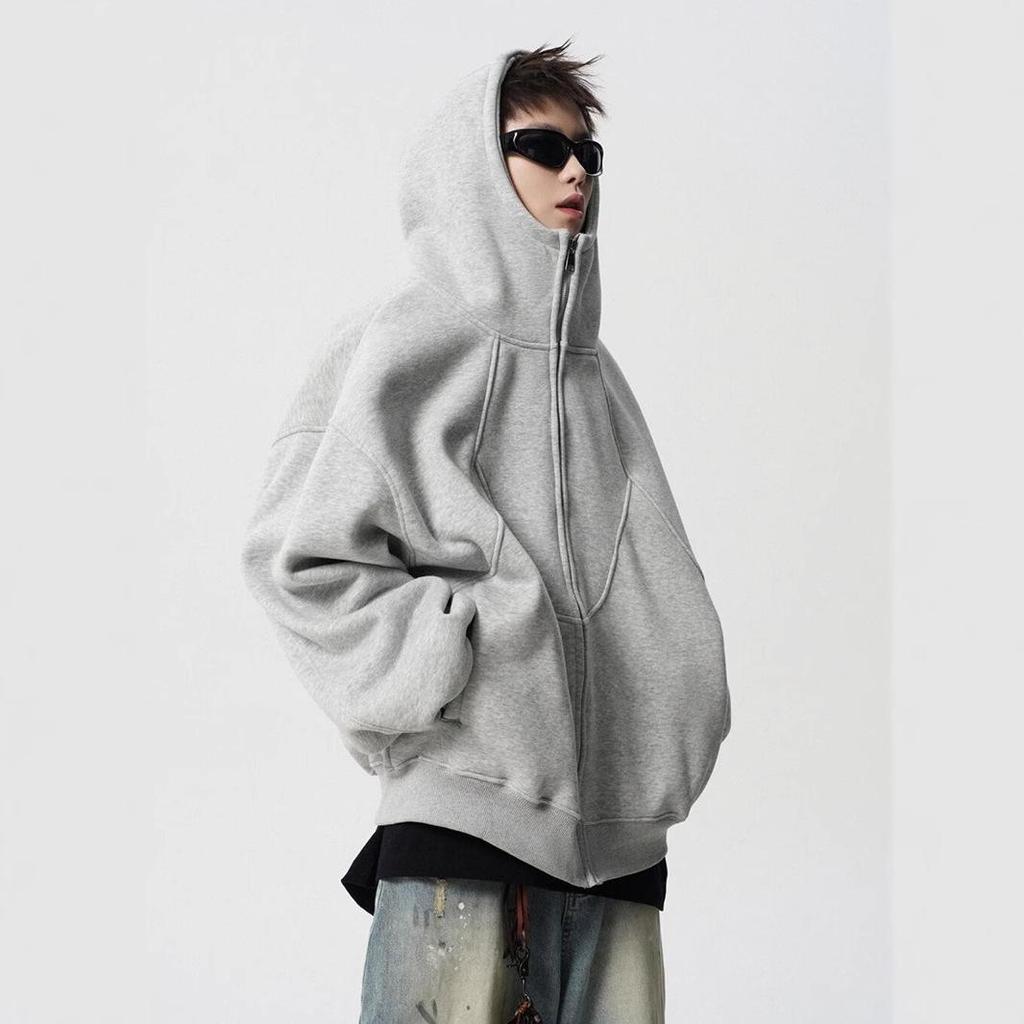 Versatile Plus Size Deconstructed Hoodie: Men's Trendy High Street Winter Sweatshirt