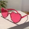 Fashion Brand Crystal Shiny Shades Women Stylish Heart Decor Trends Sunglasses Oversize Candy Color Beach Sun Glasses
