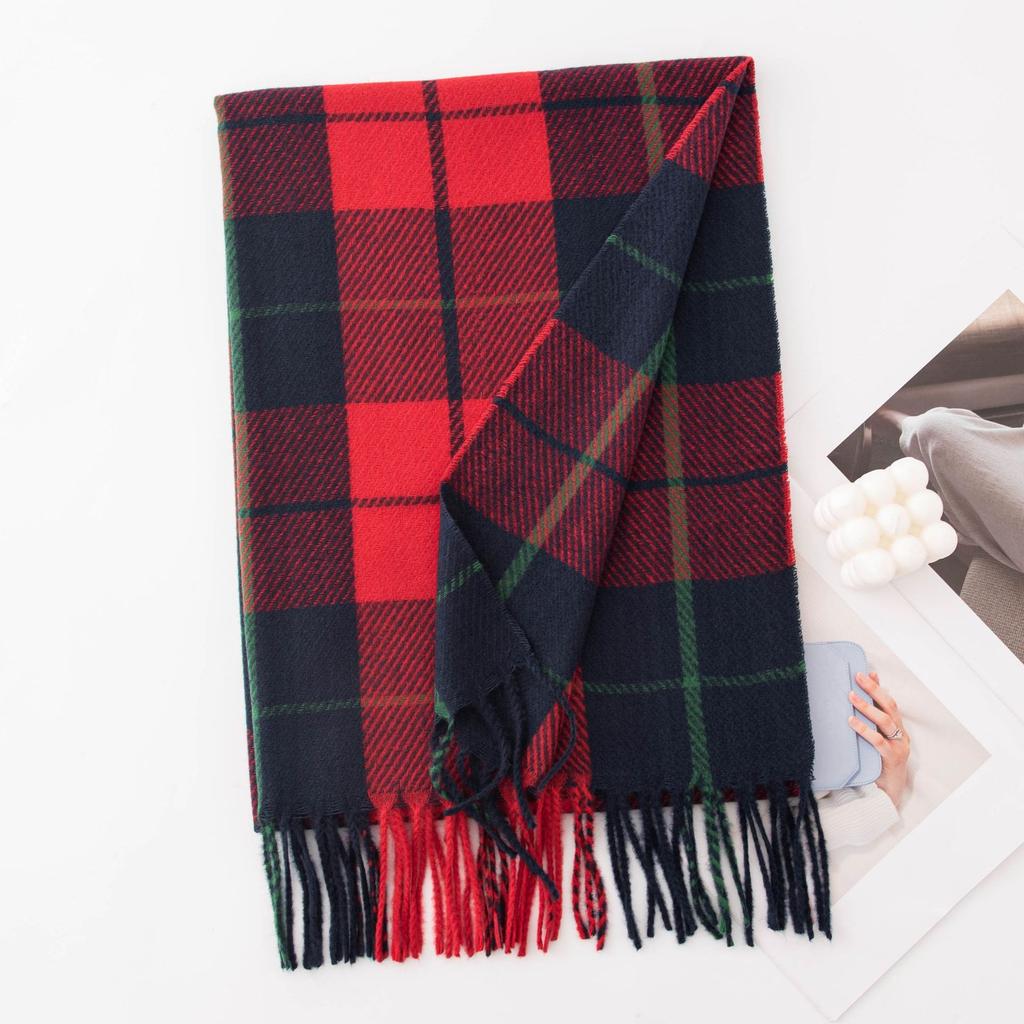 Plaid Scarf Women's Winter High-end Sense New Autumn and Winter Thickened Versatile Atmosphere Warm Scarf