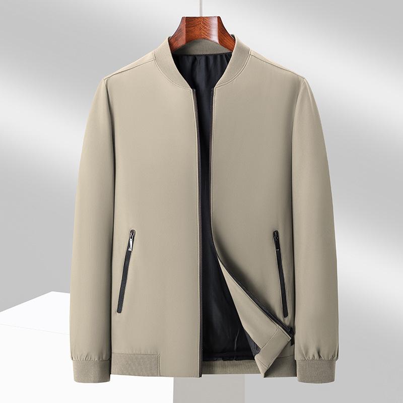 Spring and Autumn Light Jacket Men's Stand-up Collar Light Business Casual Jacket Middle-aged and Elderly Men's Loose Top