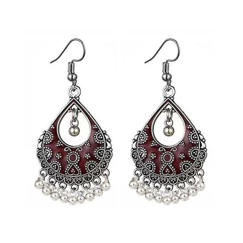 Ethnic Style Earrings Retro Literary And Dignified Ear Hooks Versatile Bohemian Fringed Pendant Earrings Vacation Style