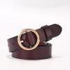 Belt Women'S Leather Simple Casual Round Buckle Pin Buckle Women'S Belt Stall