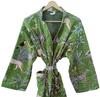 Pranipat Handicrafts Cotton Animal Print Lightweight Open Front Mid Length Hippie Women Kantha Jacket, Free Size