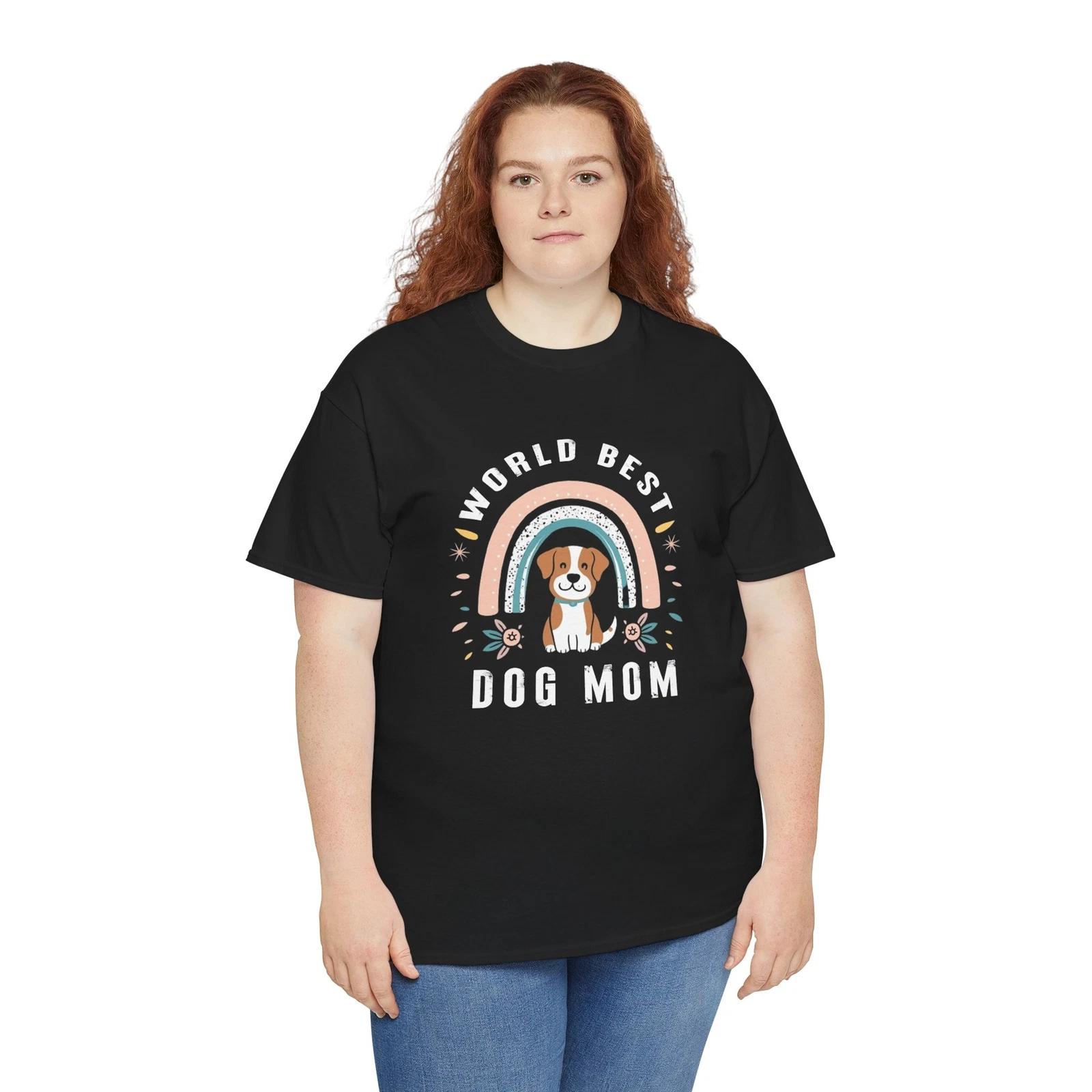 

World Best Dog Mom T-Shirt – Funny Dog Lover Paw Print Graphic Tee for Owners L