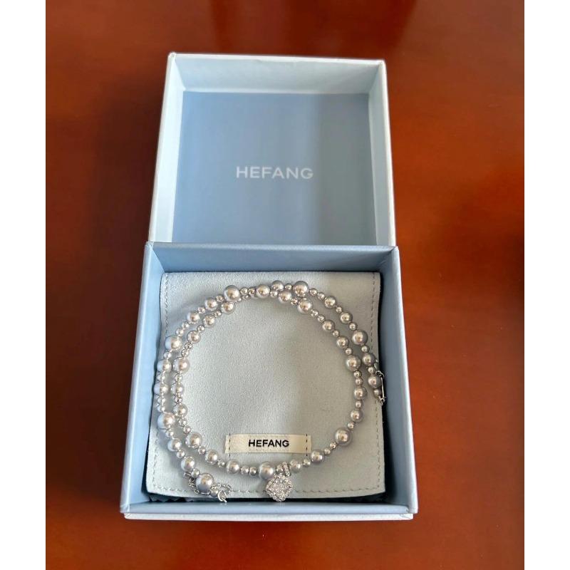 

He Fang Ожерелье из жемчуга в виде кубиков сахара-пузырьков, легкая роскошь, простое, оригинальный дизайн, цепочка для ключицы, серебро 925 пробы для всего тела 925 Silver