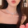 Bow Tassel Necklace Women's Light Luxury Neck Chain Collarbone Chain Dress Choker