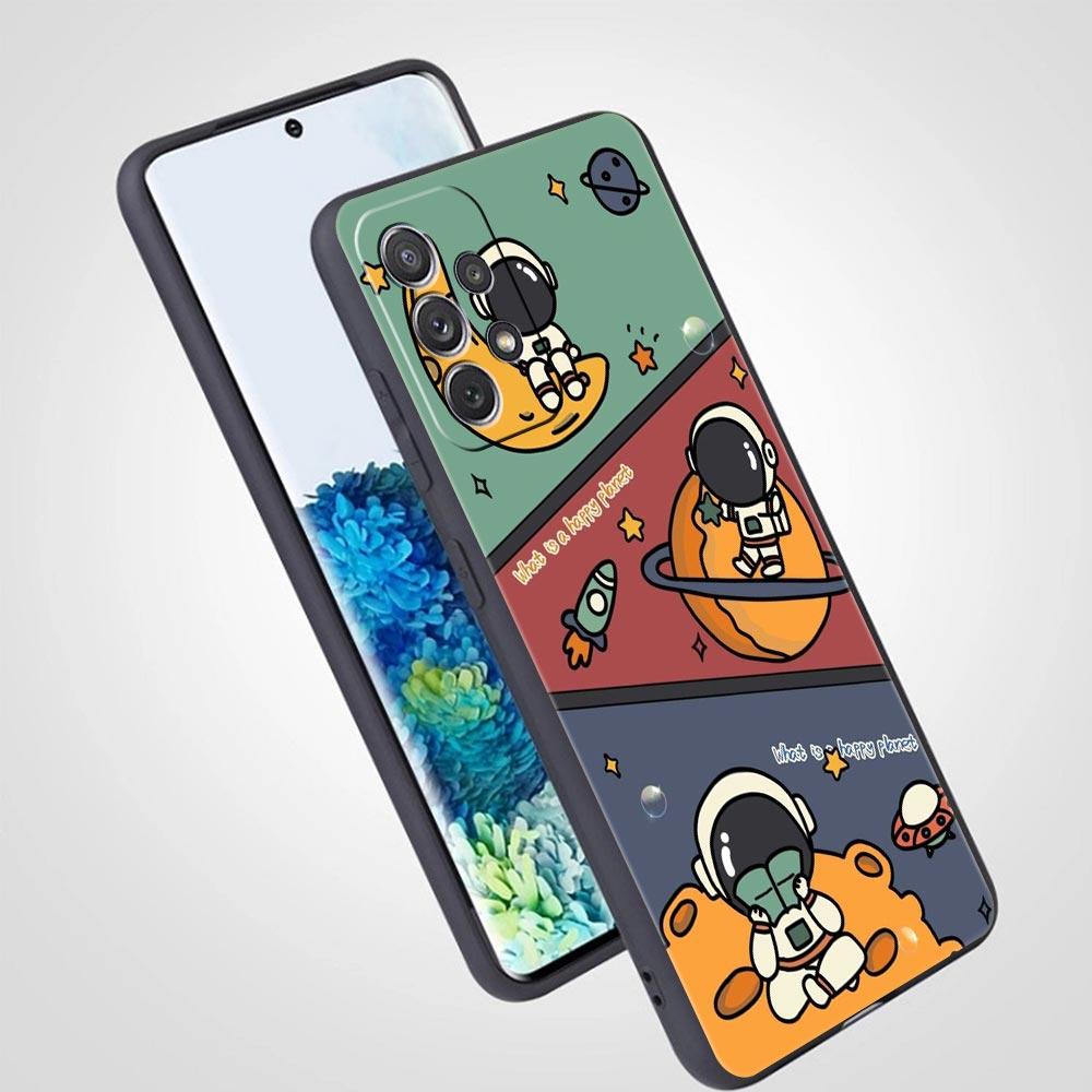 Cartoon Cute Cosmonaut Phone Case for Samsung Galaxy A55 A35 A15 A14 A13 A25 A54 A51 A71 A72 A73 A32 A52 A41 5G Soft TPU Shell