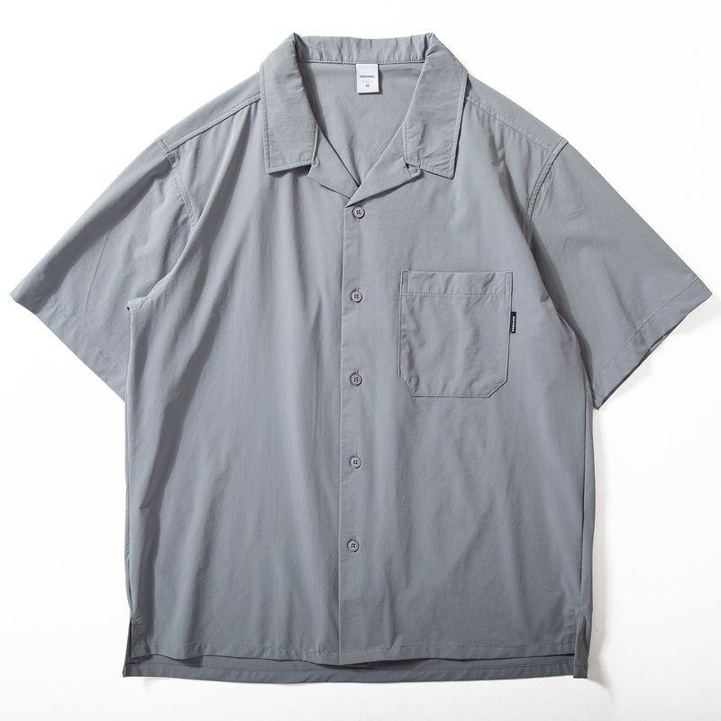 Functional Style Short-Sleeved Men's Summer Lightweight Quick-Drying Elastic Breathable Shirt with Cuban Collar Loose Casual Half-Sleeve Trendy