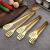 Stainless Steel Food Tongs Heat-Resistant Serving Tongs for BBQ Buffet Non-Slip Handle Food Clamp with Oil-Draining Holes