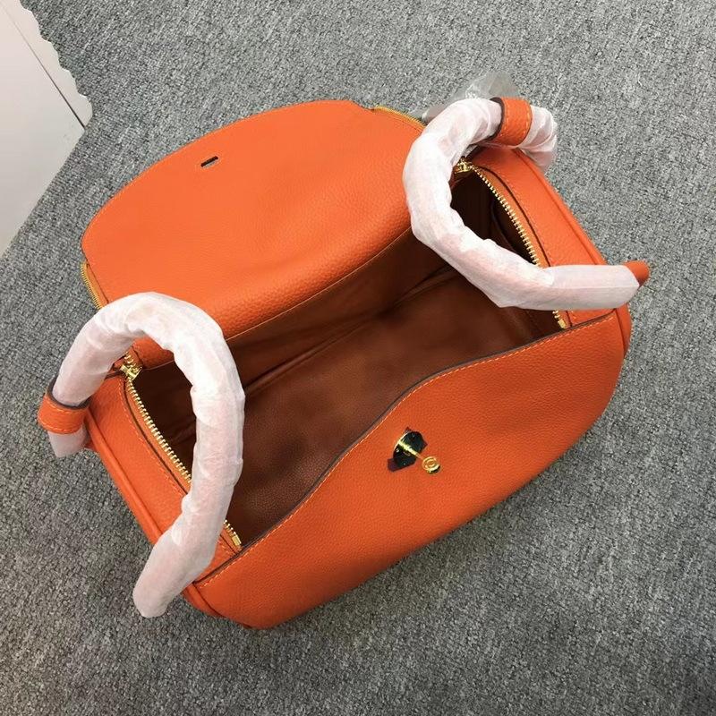 2026 New Genuine Leather Women's Bag Top Layer Cowhide Togo 30cm Lindi Crossbody Medicine Cross-border