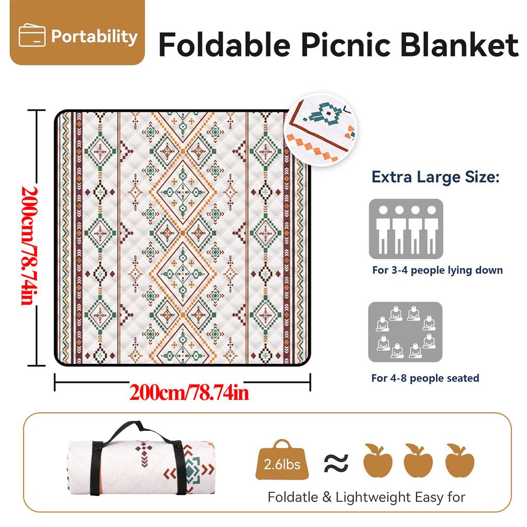 Wasserdichte Picknickdecke Große Stranddecke Outdoor-Picknickmatte Strandmatte mit Tragegriff für Camping Strand