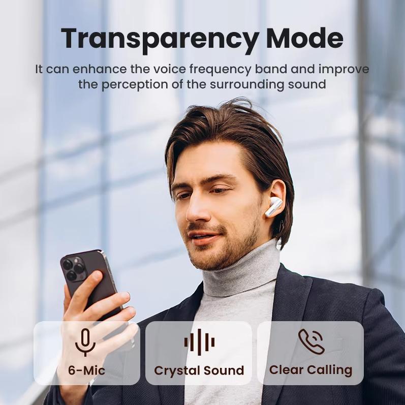 Ugreen HiTune T6s Bluetooth Ørepropper - 52dB Støyreduksjon In-Ear Design Kompatibel med Apple, Huawei, Xiaomi WS205