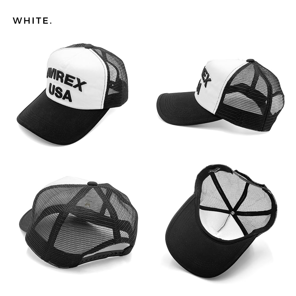 Avirex Mesh NUMBERING Plus White Men's Cap, USA, Sizes, 57-59cm, 62-64cm (57.0-59.0 cm, (USA))