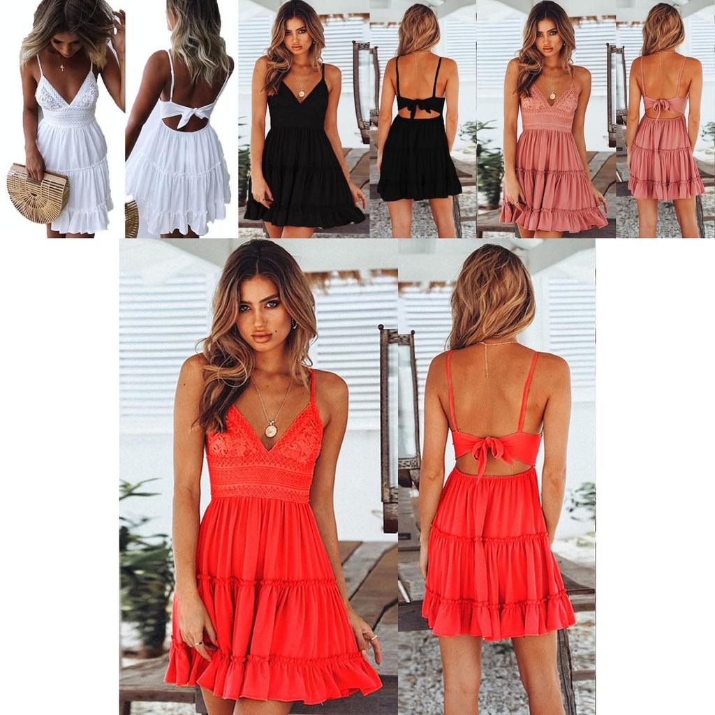Akşam Kokteyli ve Plaj Partileri İçin Şık Kadın Yazlık Boho Kısa Mini Elbise