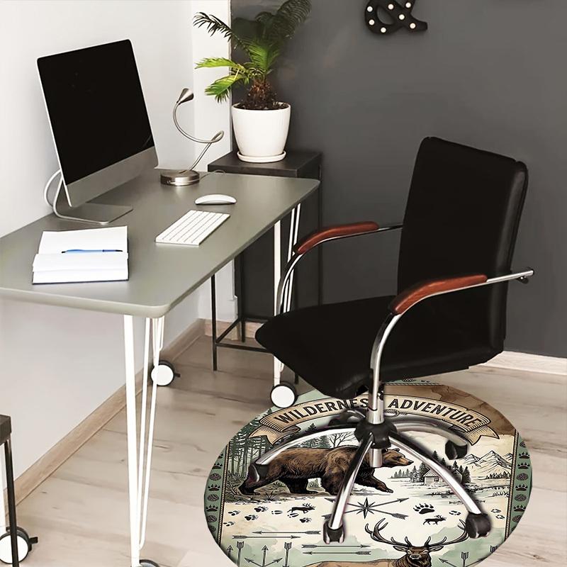 

1PC Wilderness Adventure Non-Slip Floor Round carpet, Office, family, bedroom, Large Area Rug Indoor Rugs, Durable Polyester-L0359 80cm by 80cm