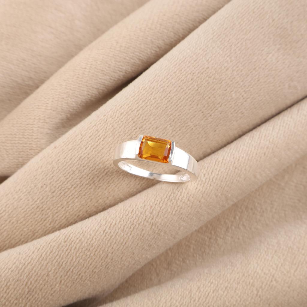 Citrine Gemstone 925 Sterling Silver Promise Ring Gift For Her CZR-28-5