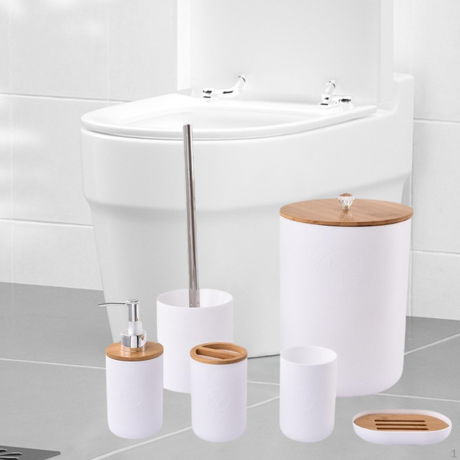 

Коллекция из 6 предметов для ванной комнаты, включающая туалетный ершик, дозатор для мыла, стакан для полоскания рта для отелей Round