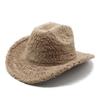 Plush Western Cowboy Hat Woolen Hat Men'S And Women'S Top Hats Big Eaves Thermal Felt Hat