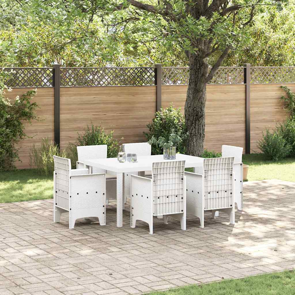 Garden Dining Set 7 pcs White Poly Rattan