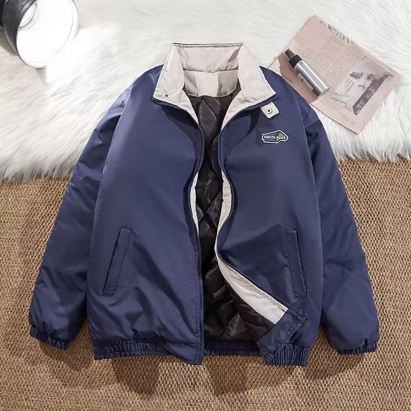 Navy Blue Jacket Men's Spring and Autumn Retro Stand-up Collar Workwear Jacket Ins Bomber Jacket Baseball Uniform