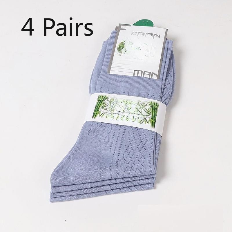 4 Pairs of Men's Summer Thin Anti Hook Silk Non Elastic Non Foot Middle Aged Loose Tube Socks
