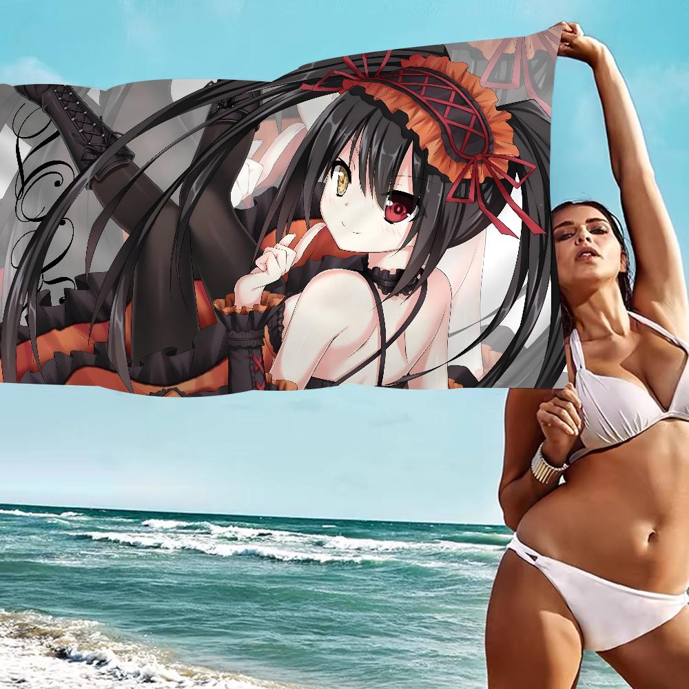 Tokisaki Kurumi Bath Towel Microfiber Soft Water Absorbing Breathable For Girl Kids Decorative Cartoon Beach Towel