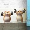 Cartoon Hamster with Dumbbell Wall Stickers, Workout Theme Removable Self-Adhesive for Kids Room & Living Room Decor